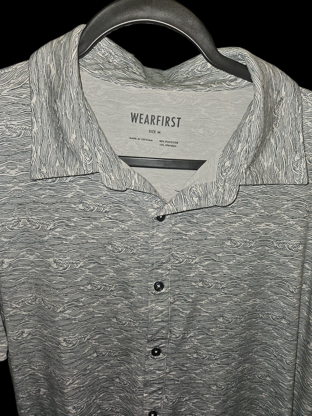 Wearfirst Men's Gray Short-Sleeve Button Polo with Wave Print